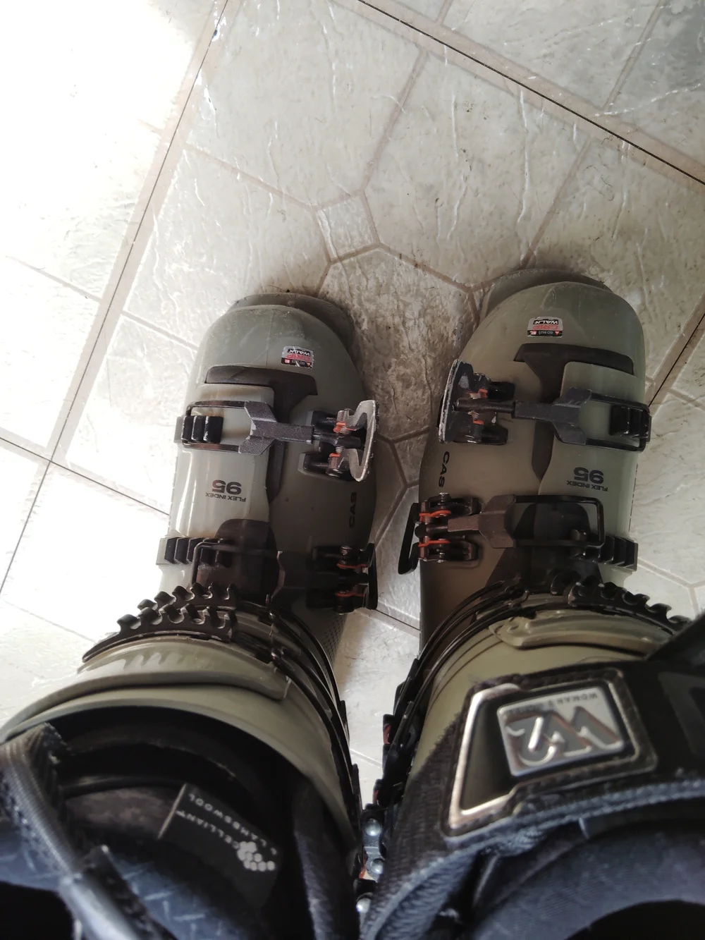 Tecnica CAS Ski Boots in Sage with Orange Buckles